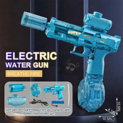 Pistol Air Elektrik Taktikal dengan Pembidik Titik Merah & Majalah Dram - Peluru Air Boleh Dicas Semula untuk Permainan Luar